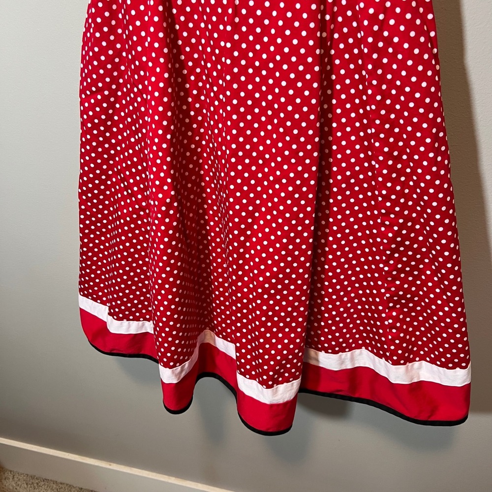 Disney Parks The Dress Shop Minnie Mouse Polka Dot Dress Red Black XS Retro Bow - Picture 3 of 13